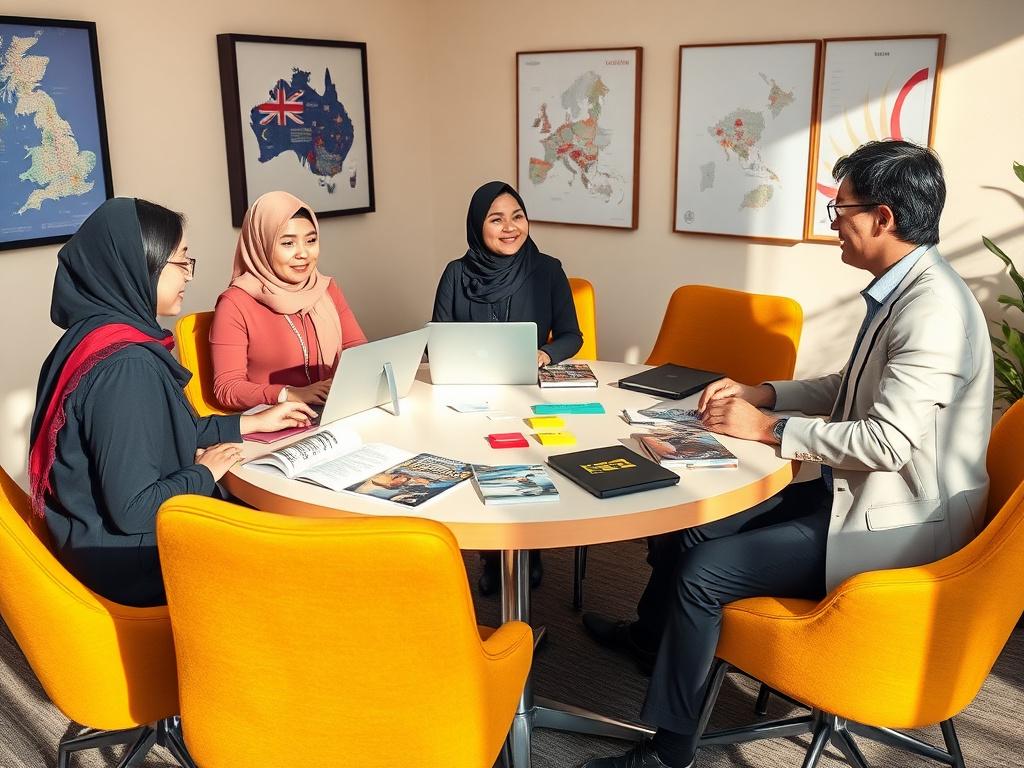 The Zestplex advisor team discussing student shortlists around a round table